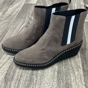 Cecilia New York Gemma Almond Toe Gray Suede Platform Bootie,Size 9.5 and Size 9